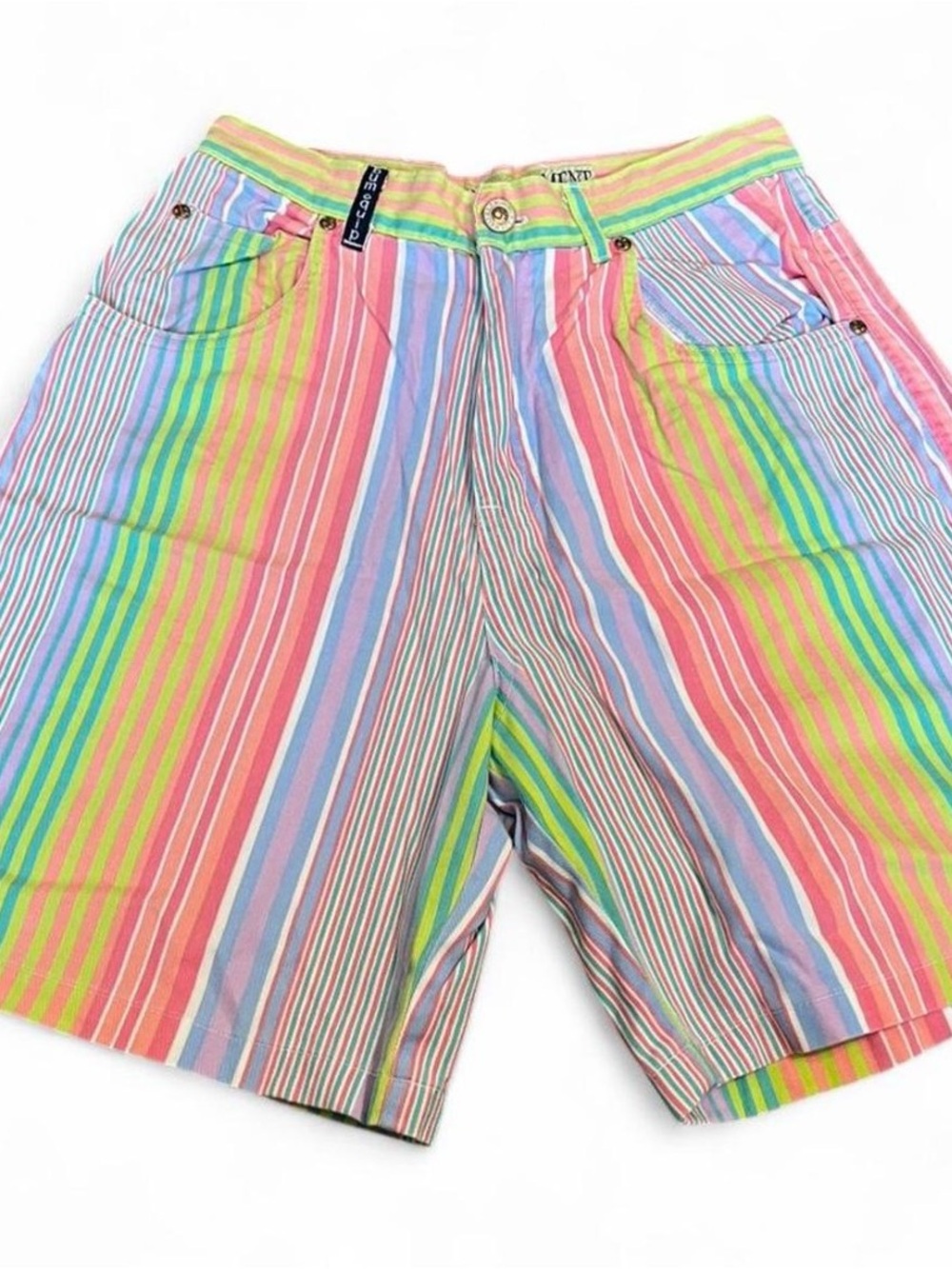 Vintage B.U.M Equipment Striped Multicolor Girls Shorts Size 14